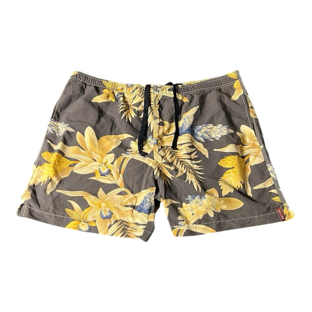 Tommy Bahama Swim Trunks Men Gray Tropical Hawaiian Floral Relax XL Mesh Lined